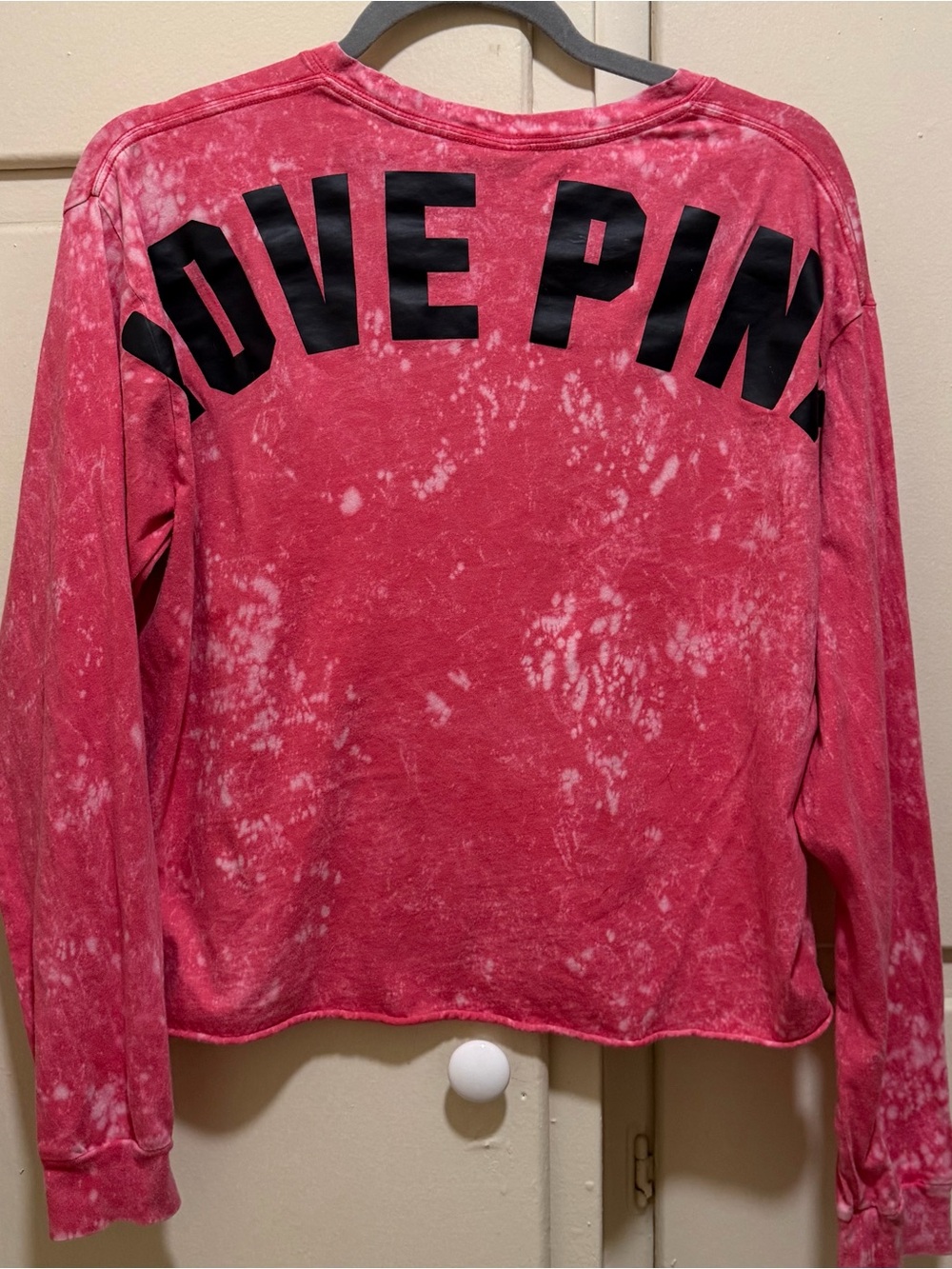 PINK Victoria's Secret Tie-Dye 'LOVE PINK' Crew long sleeve top- Pink